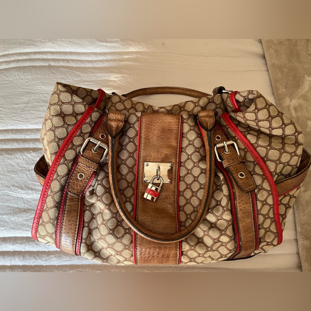Nine West Tan and Red Satchel